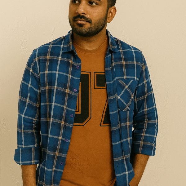 Casual Blue Shirt with T-Shirt